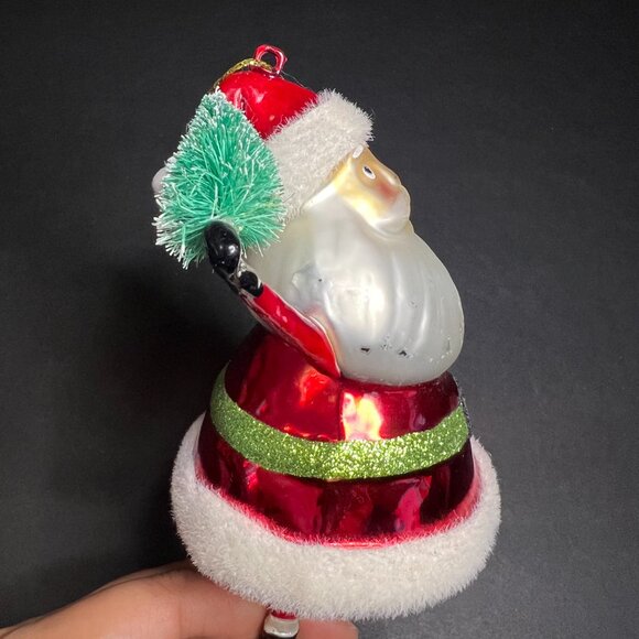 Whimsical Decorative Glass Santa Claus w/ Ice Skates Christmas Tree Ornament 6" - Picture 6 of 6